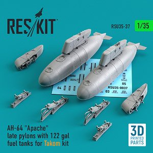 AH-64 `Apache` Late Pylons w/122 Gal Fuel Tanks (for Takom Kit) (3D Printing) (Plastic model)