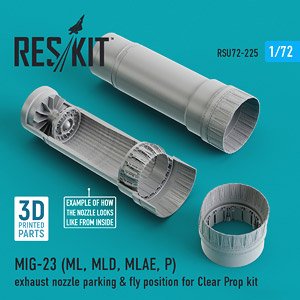 MiG-23 (Ml, Mld, Mlae, P) Exhaust Nozzle Parking & Fly Position (for Clear Prop Kit) (3D Printing) (Plastic model)