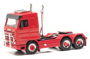 (HO) スカニア 143 ストリームラインリジッドトラクター 3軸 (6x4) ルーフラック・ラム プロテクション・パイプ付き レッド [Scania 143 ZM] (鉄道模型)