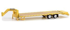 Gooseneck Trailer - Yellow with Red and White Conspicuity Stripes (Diecast Car)