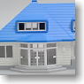 Pension (Blue roof with white wall) (Model Train)