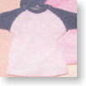 Short Raglan Shirt (Dark Blue x White ) (Fashion Doll)
