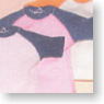 Short Raglan Shirt (Dark Blue x Pink ) (Fashion Doll)
