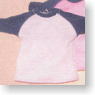 22cm用 半袖ラグランシャツ (紺×白) (ドール)