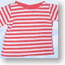 60cm用 7分丈ボーダーTシャツ(白×赤ボーダー) (ドール)