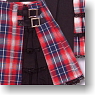 For 60cm Side Belt Check Skirt (Red Tartan & Black Frill) (Fashion Doll)