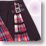 For 60cm Side Belt Check Skirt (Black & Red Tartan) (Fashion Doll)