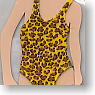 Dress Swimsuit (Leopard-print pattern Yellow) (Fashion Doll)