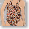 Dress Swimsuit (Leopard-print pattern Beige) (Fashion Doll)