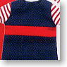 Border Sleeve One Piece (Red line on a Navy Background) (Fashion Doll)
