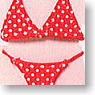Bikini Swimsuit (Red cloth x White Dot) (Fashion Doll)