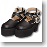 For 60cm Heart Buckle Strap Shoes (Black) (Fashion Doll)