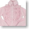 For 60cm Long Sleeve Oval Ruffle Blouse (Solid Color) (Pink) (Fashion Doll)