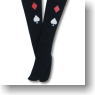 Cards Pattern High Socks (Black) (Fashion Doll)