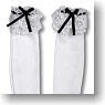 For 60cm Lolita Over Knee Socks B (White x White x Black) (Fashion Doll)