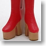 Platform Boots Thickness normality (Red + Shoes bottom beige) (Fashion Doll)