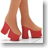 Platform Boots Thickness normality (Beige + Shoes bottom Red) (Fashion Doll)