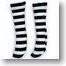 For 21cm Boys Border High Cut Socks (Black x White) (Fashion Doll)