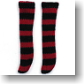 For 21cm Boys Border High Cut Socks (Black x Red) (Fashion Doll)
