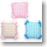 Gingham Check Cushion with Ribbon A set (Pink/Light Blue/Beige) (Fashion Doll)
