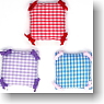 Gingham Check Cushion with Ribbon B set (Blue/Purple/Red) (Fashion Doll)