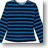 メンズボーダーロングTシャツ (ブラック×ブルー) (ドール)