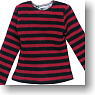 Men`s Border Long T-Shirt (Black/Red) (Fashion Doll)