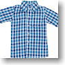 Men`s Short Sleeves Shirt (Blue Check) (Fashion Doll)