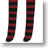 23cm Border Knee Socks (Red Border) (Fashion Doll)