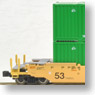 Gunderson MAXI-IV Double Stack Car TTX #732211 w/53ft. Container EMP (Body:Yellow/Black text, Container:Green) (Model Train)