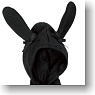 21cm Rabbit Ear Hood Parka (Black) (Fashion Doll)