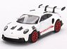 Porsche 911 (992) GT3 White with Pyro Red Accent Package (LHD) [Clamshell Package] (Diecast Car)