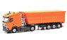 (HO) DAF XG Stahlrundmulden Semi Trailer Orange (Model Train)