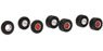 (HO) MBS Wheel Set Scania Vabis Trilexsteel construction vehicle tires 11.00-20 Silver / Red (Model Train)