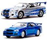 F&F Brian`s Nissan Skyline R34 Silver & Blue Twin Packs (Diecast Car)