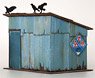 1/83(HO) Galvanized Iron Hut B (One-sided Roof) (with Crows and Sign) [1:83, Unpainted] (Unassembled Kit) (Model Train)