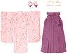 AZO2 Sakura Dance Furisode & Hakama Set (Cherry Blossom Color X Plum Purple) (Fashion Doll)