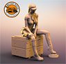 Military Girl No.3 Wooden Box Sitting (Plastic model)
