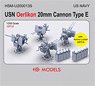 US Navy Oerlikon 20mm Cannon Type E (12 Pieces.) with Ammo Locker (Plastic model)