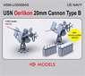 US Navy Oerlikon 20mm Cannon Type B (15 Pieces.) with Ammo Locker (Plastic model)