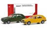(HO) Mini Kit Volkswagen Golf II 4 Door Bloom Yellow / Olive Green (2 Cars Set) (Model Train)