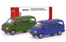 (HO) Mini Kit Volkswagen T4 Bus Olive Green / Ultra Marine Blue (2 Cars Set) (Model Train)