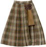 PNM Side Belt Slit Pleated Skirt II (Moss Green x Brown x Blue Check) (Fashion Doll)