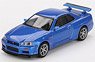 Nissan スカイライン GT-R R34 Vスペック ベイサイドブルー (右ハンドル) [ブリスターパッケージ] (ミニカー)