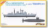 British Navy Type 42 Destroyer D87 Newcastle + Trafalgar Class Nuclear Submarine 93 Triumph (Plastic model)