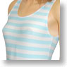 Swimsuit 1/1 Stripe One-piece = Leotard (light blue) size M (Fashion Doll)
