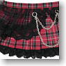 50cm Punk Pleats Skirt & Garter set (Red Check) (Fashion Doll)