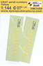 United States Air Force 3/6/12/24 inch Serial Number (Yellow) Decal (Plastic model)