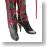 50cm Ribbon Knee high boots (Black) (Fashion Doll)