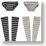 Boader Panties & Overknee Socks B Set (Black x Gray Boader, Gray x White Boader) (Fashion Doll)